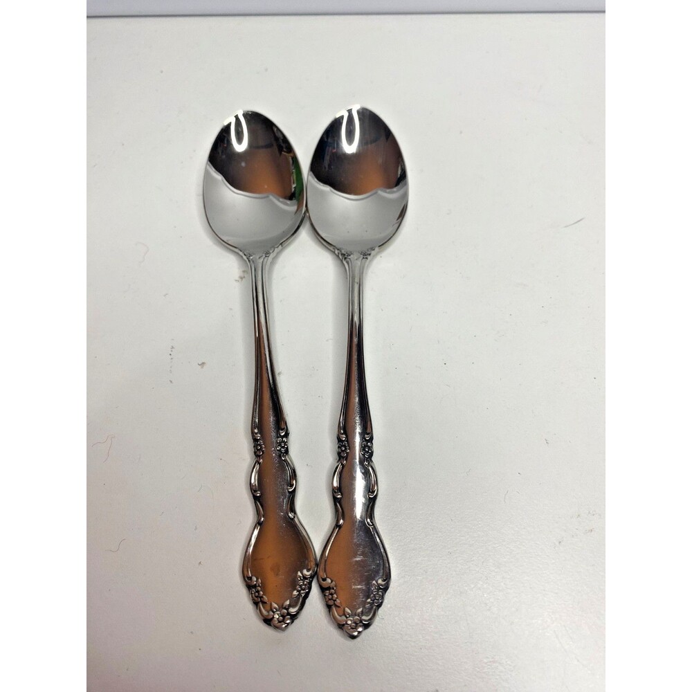 2 Oneida Dover Cube Teaspoons Spoons Heirloom Stainless Flatware